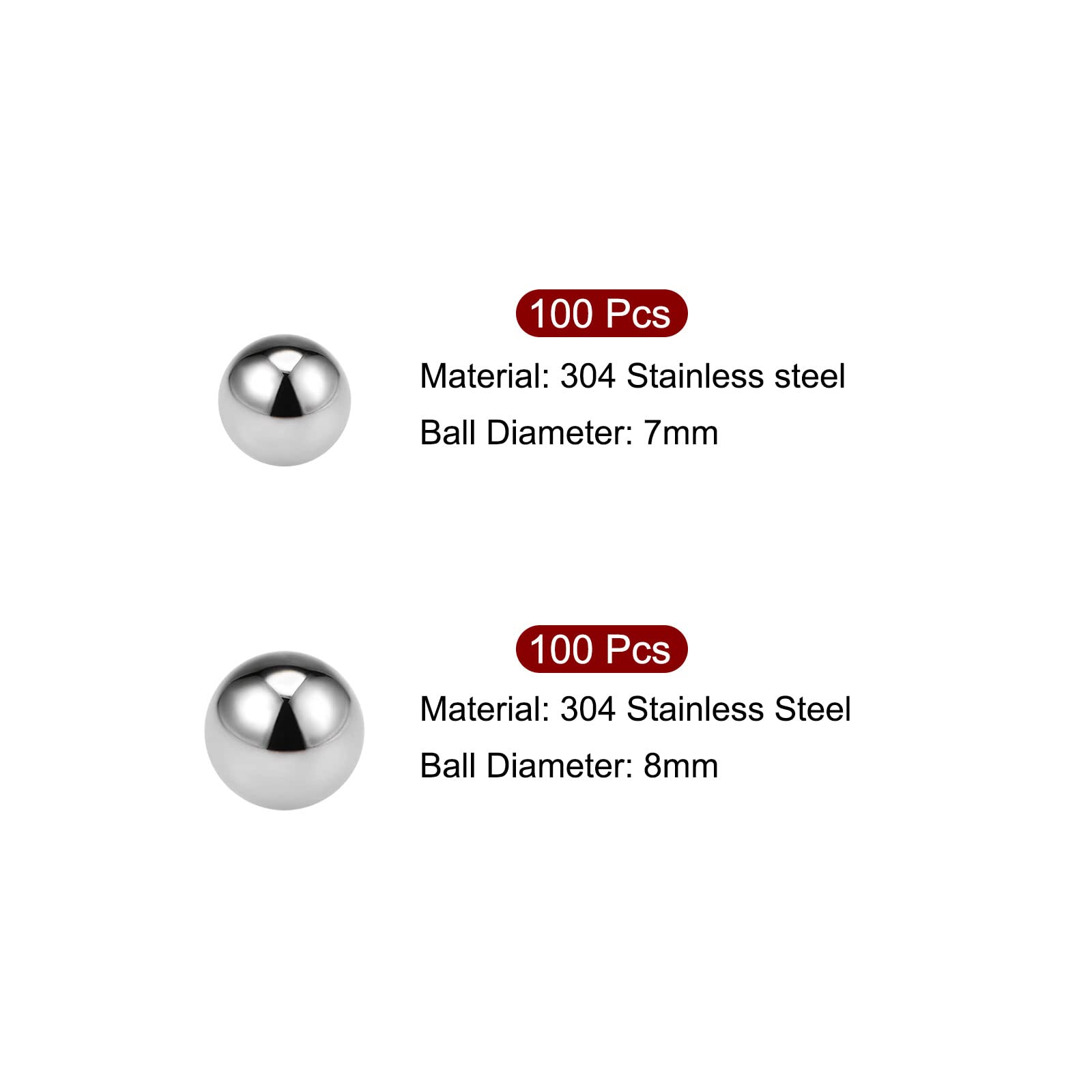 QUARKZMAN 7mm, 8mm Cuscinetto Sfere 304 Acciaio Inossidabile G100 Sfere precisione Sfere Acciaio 200pz Sfere Metalliche Palline Magnetiche Bici