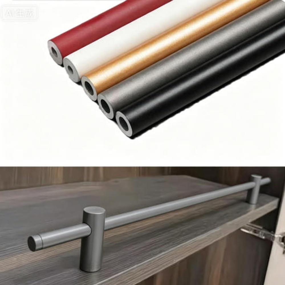 SVBVRFEEW Metal Shelf Guard Rail Decorative Anti-Fall Railing Round Tube Gallery Rail Kit 36 30 28 24 20 16in Shelves Aluminum Tipping Guard Fence For Display Shelf(Gray,110cm/43.3in)