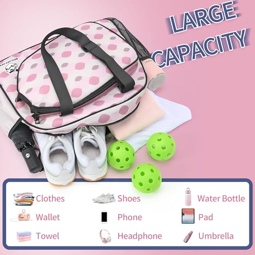 Image of Boulder Bee Pickleball Bags, Premium Pickleball Tote Bag for Girls, Women's Hand /Shoulder Gym Bag w Water Bottle Holder, with Pickleball Racquet /Paddle Holder