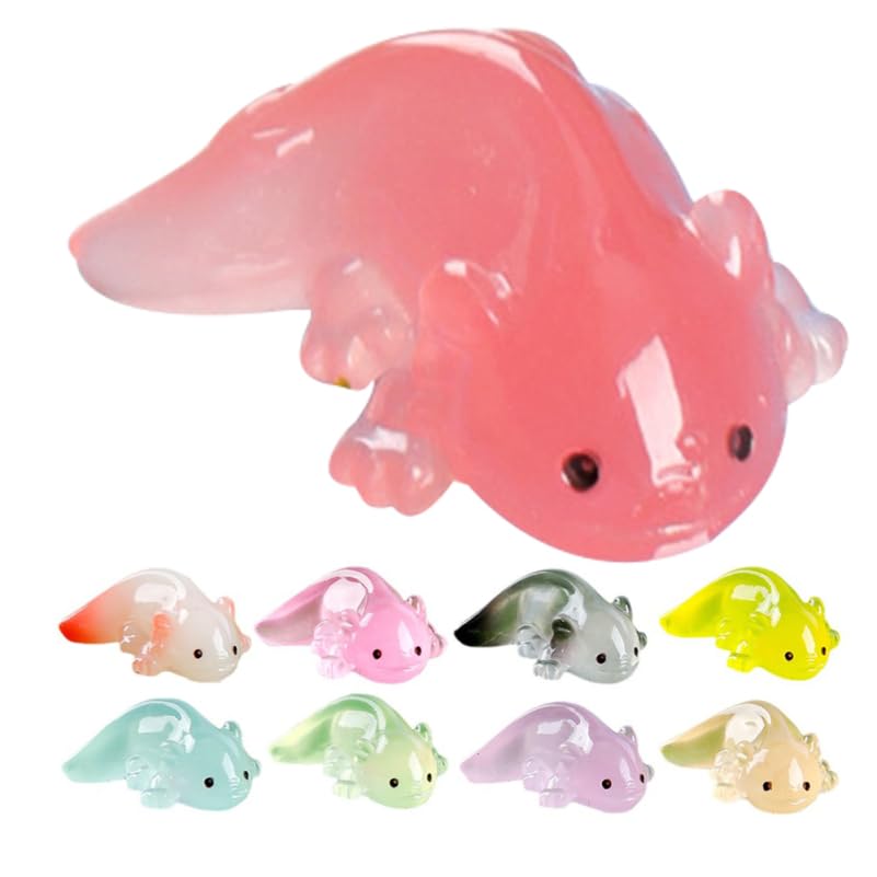 Abaodam 9pcs Mini Resin Ornaments for Home Decor Glow Dark Miniature Animal Statues Nursery Wall Decor, Assorted Color