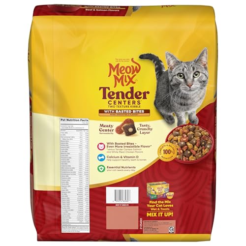 Image of Meow Mix Tender Centers Basted Bites Dry Cat Food, Beef & Salmon Flavors, 13.5 Pound Bag