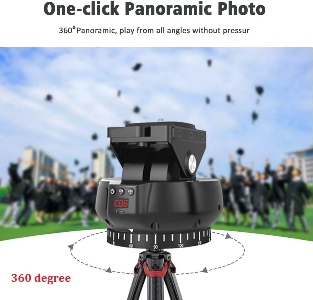 Mcoplus YT1200 Pan Tilt Head on a tripod, rotating 360 degrees for panoramic photography