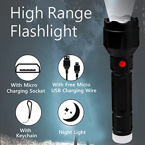 Image of Care 4 HI Voltage Bright LED Flashlight Torch for Outdoor /Home /Travel Torch (Black : Re chargea ble)