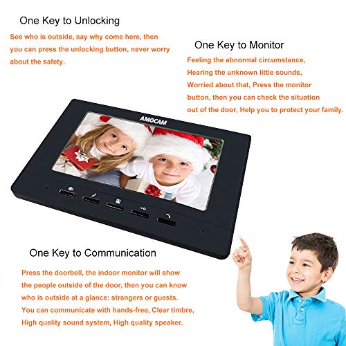 Video Intercom System, 7 Inches Monitor Wired Video Door Phone Doorbell Kits, IR Outdoor Camera Door Intercom, Support Unlock, Monitoring, Dual-Way Intercom for Home Video Surveillance - Thumbnail 5