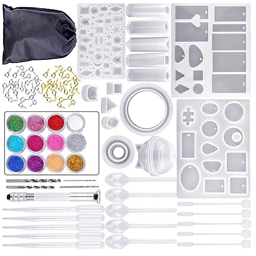 Kit de fabricación de joyas epoxi HUSHUI con 83 piezas y moldes de silicona
