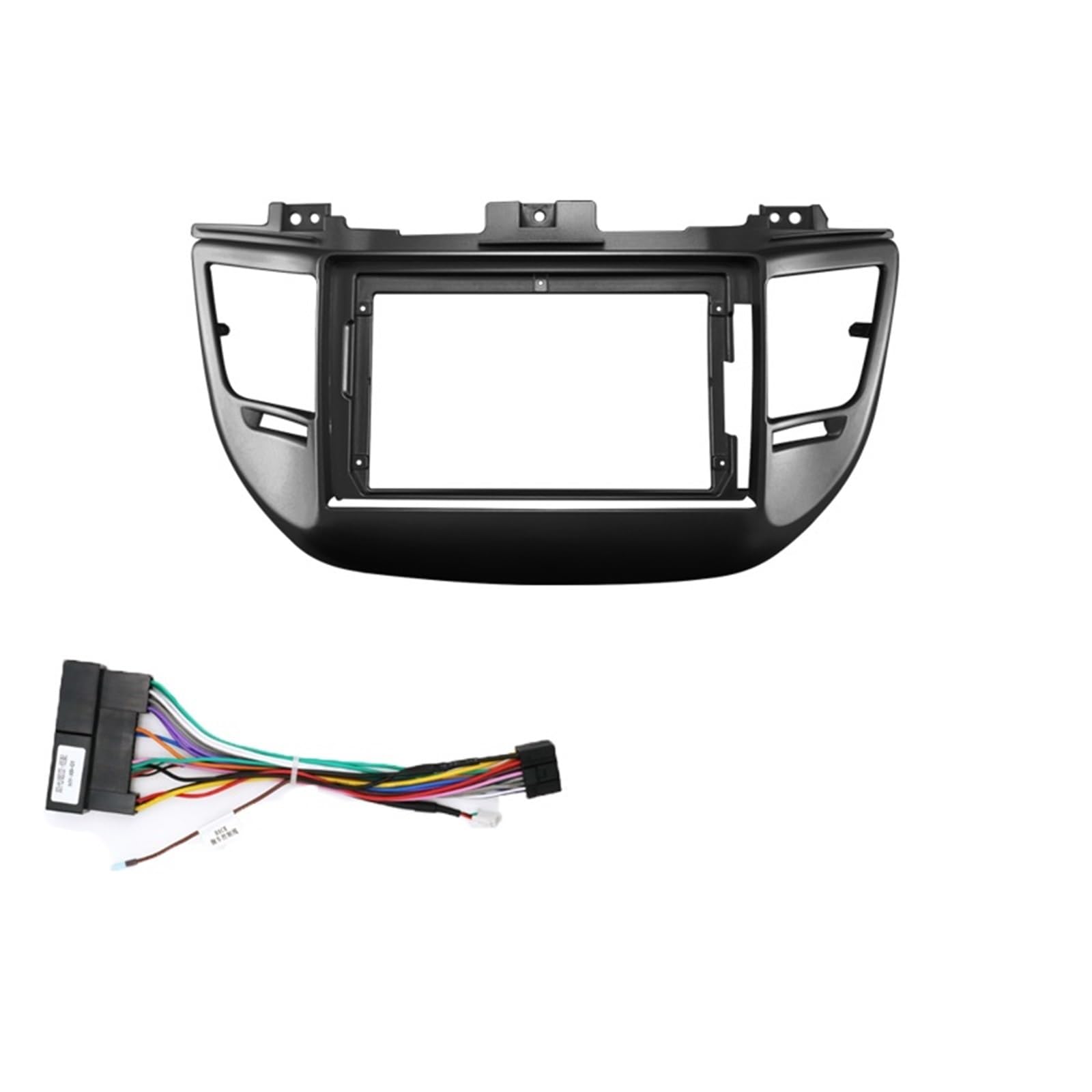 JKELPV Car Radio Frame Kit Fit For HYUNDAI TUCSON 2015-2017 9'' Car Radio Player Panel Frame Dashboard Cover Radio adapter(LHD Frame A Cable A)