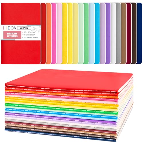 HIBOX 40PCS Mini Notebooks Bulk, Small Blank Notebooks Notepads 3.5 x 5.5 Inch Journals 20 Colors for Students Traveler School Supplies Office