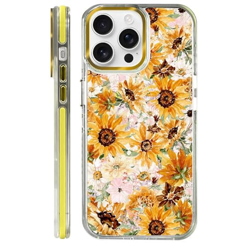 Coque iPhone 14 Pro avec tournesol vintage protectrice et transparente