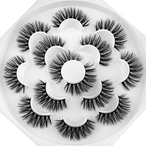 False Eyelashes, Winifred Faux Mink Lashes Fluffy Handmade Natural False Lashes Pack 7 Pairs Fake Eyelashes