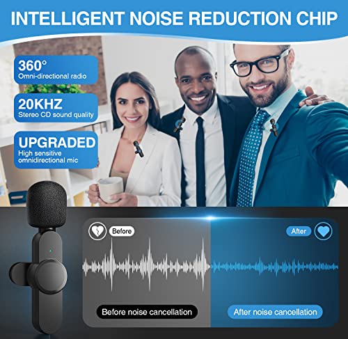 Aikela 2 Pack Wireless Lavalier Lapel Microphone For Iphone,Ipad-Cordless Double Mics Plug-Play 2.4G Ultra Low Delay Built-In Noise Reduction Chip 7H Long Working Time For Two-Person Creator, 65Ft #TOP4