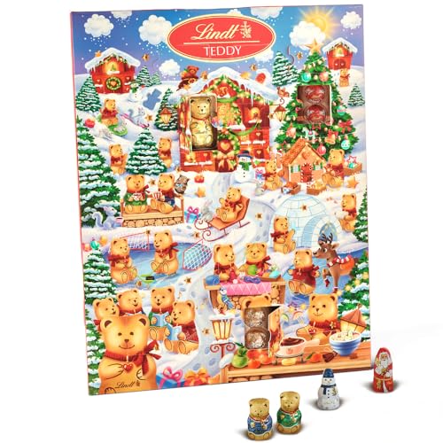 Lindt Teddy, Calendario de Adviento de Navidad, Juego Oculto, 265 g