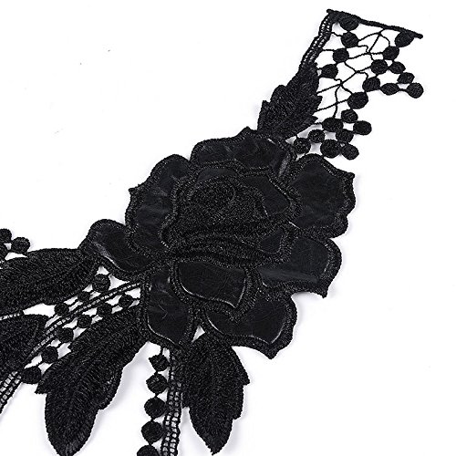 Black Rose Embroidery Beautiful Lace Collar Hollow Out Chest Lace Decoration Fabric for Sewing Supplies Crafts