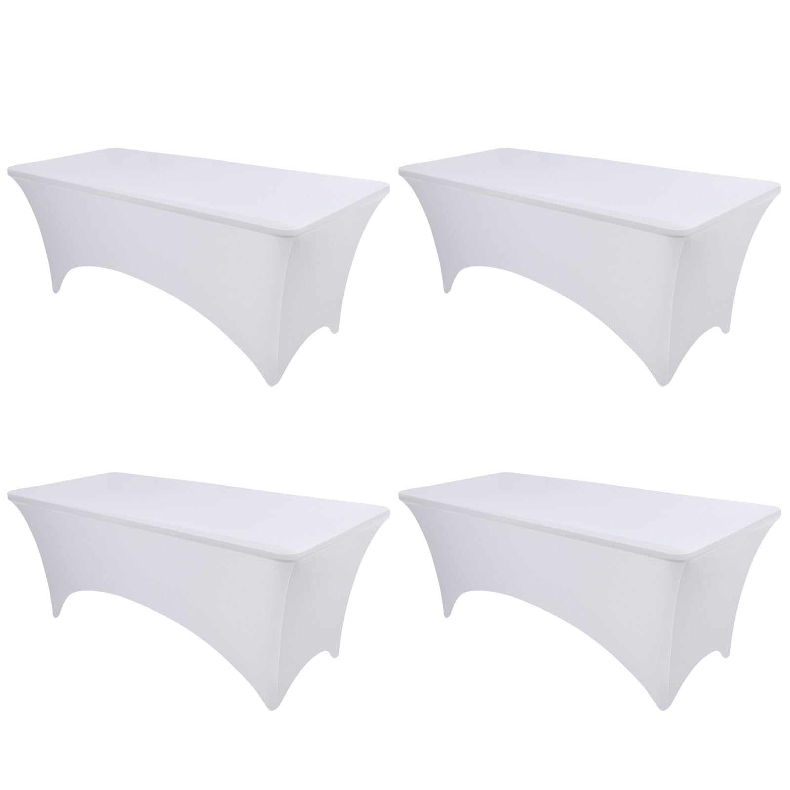 OutdoorLines 4 manteles de elastano blanco para mesa rectangular de 4 pies, mantel elástico ajustable para cama de masaje, fundas elásticas sin arrugas para mesa de patio para fiestas, bodas y
