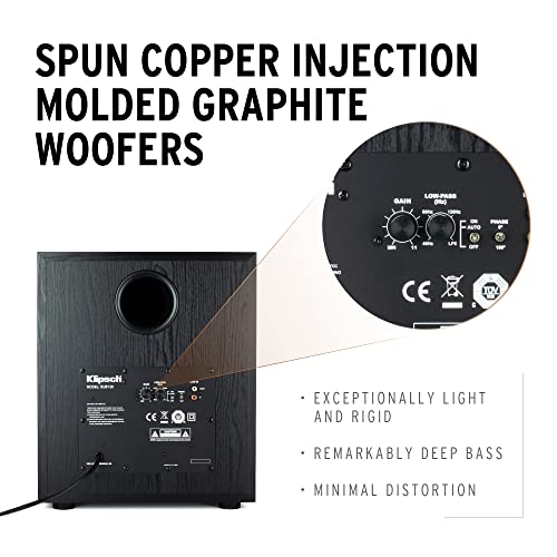 Klipsch Synergy Black Label Sub-120 12” Front-Firing Subwoofer With 200 Watts Of Continuous & 400 Watts Of Dynamic Power, And Digital Amplifier For Powerful Home Theater Bass In Black #TOP5