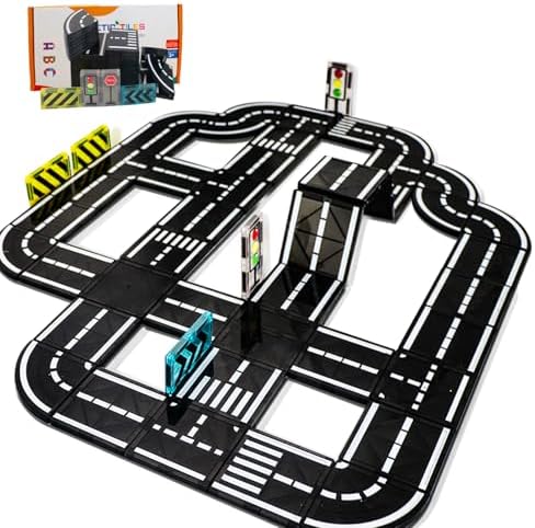 Magnetic Tiles Road Set, Magnet Tiles for Kids Ages 3-5 4-8 5-7, Magnetic Building Blocks Montessori Educational STEM Creativity Toys 3+ Year Old Boys & Girls Toddlers Kids Christmas Birthday Gifts