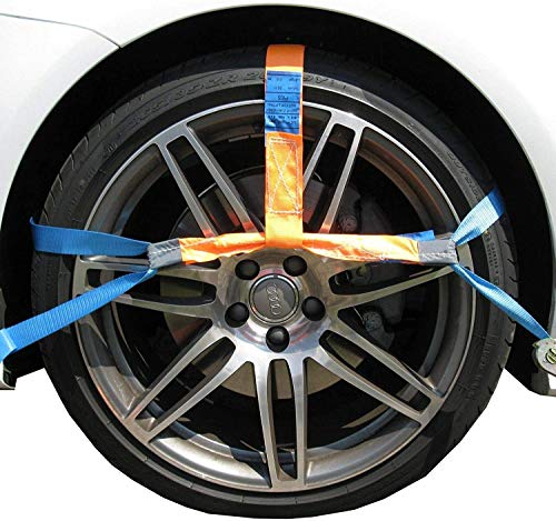 D&L GmbH 2 x Spanngurt Zurrgurt Radsicherung Auto Transport PKW KFZ Trailer Autoanhänger AWZ