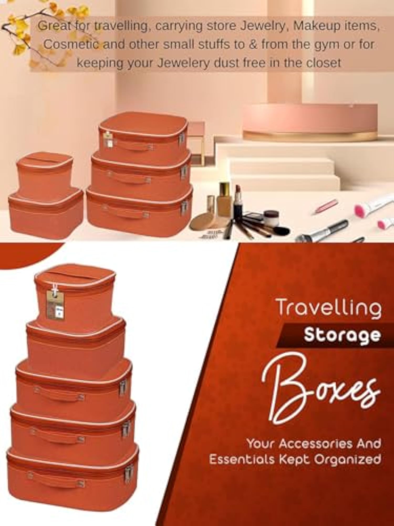 Fabric Makeup Storage Box, Travelling Vanity Cosmetic Bag