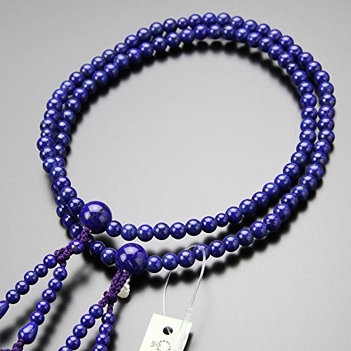 念珠ドットコム 八宗派兼用 数珠 女性用 8寸 4A ラピスラズリ 正絹2色房【本式数珠 京念珠 108玉 二連 京都 瑠璃 9月の誕生石・12月の誕生石 八寸 高級数珠 宗派共通 葬儀 法要 青色 ブルー 2000400801809】【数珠袋プレゼント!
