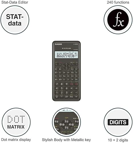 Casio fx-82MS Bolsillo Calculadora científica Negro calculadora - Calculadora (Bolsillo, Calculadora científica, 12 dígitos, 2 líneas, Batería/Pila, Negro) - imagen 3