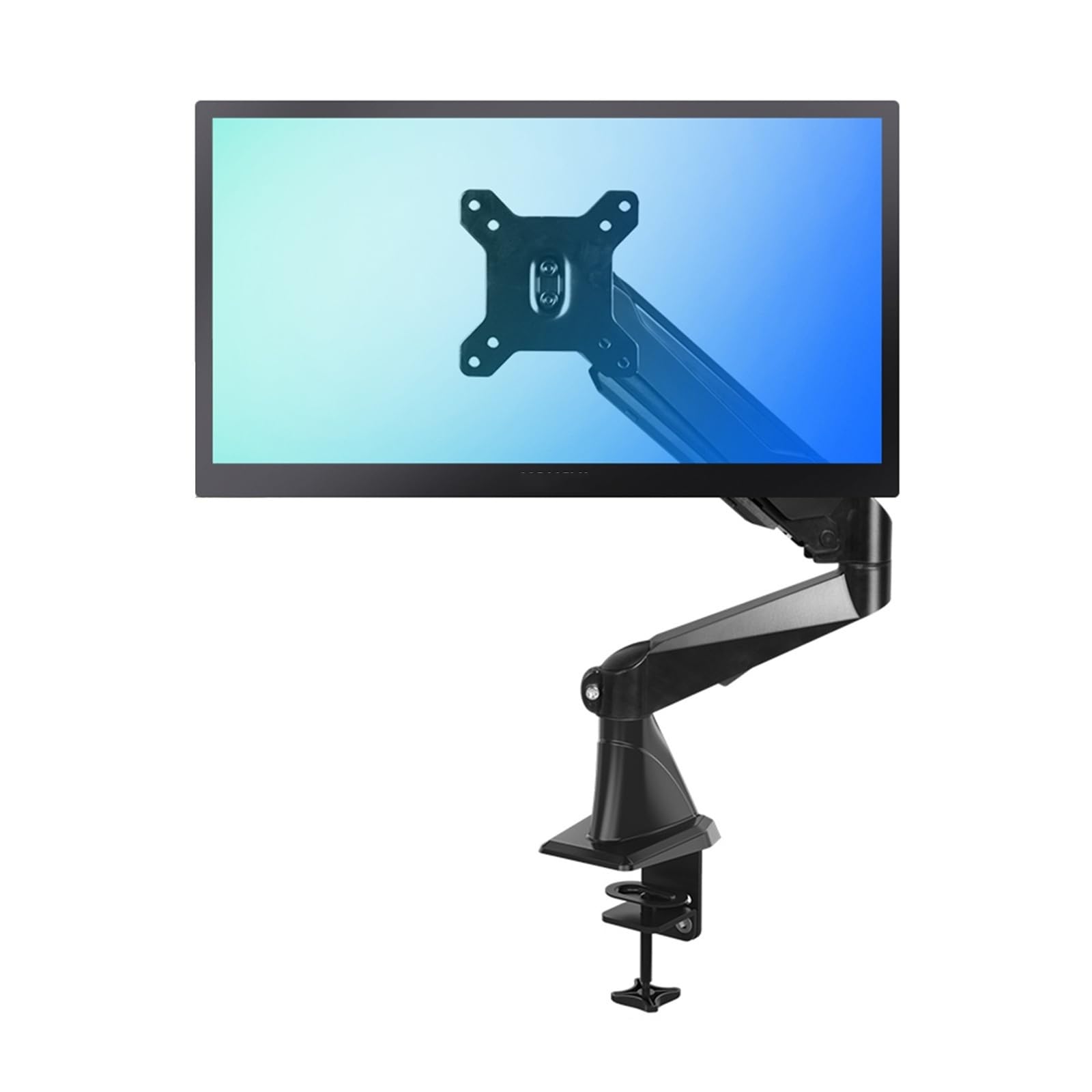 Aioneer Monitor Arm Single Monitor Desk Mount For Most 15"-27" Screens, Aluminum Single Monitor Arm With Grommet Base, Adjustable Gas Springs Monitor Mount, 75/100Mm Monitor Moun-Black