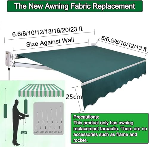 Auvent rétractable avec toile en polyester de rechange pour grand jardin - 3