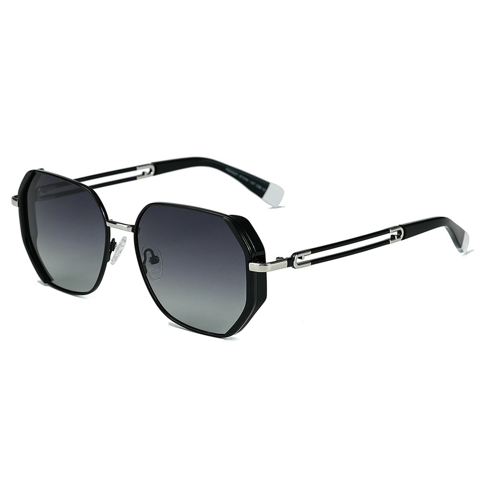 Sonnenbrille Damen Damenmode Gradient Polygonal Geht Aus Strand Straße Schießen Pendeln Sonnenviser-c56 Silberrahmen Progressiv Grau