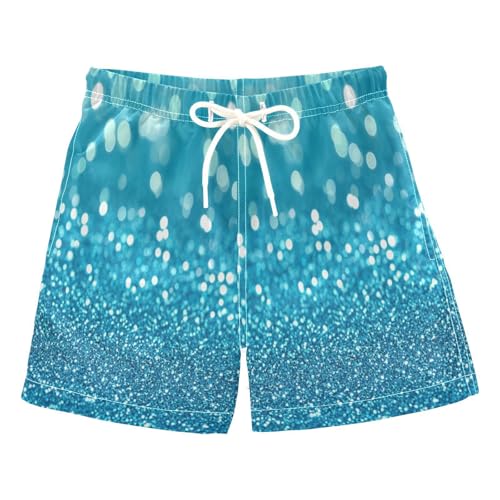 Boccsty Light Cyan Aqua Gradient Glitter Boys Swim Trunks Baby Kids Swimwear Summer Toddler Beach Board Shorts 2T
