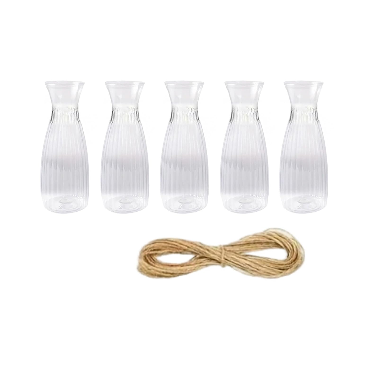 Quoravel Clear Plastic Bud Vase, Small Transparent Vase for Flowers, Modern Table Centerpiece for Wedding Dining Home Decor 5pcs