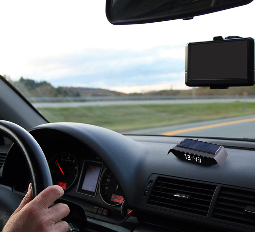 Świecący zegar samochodowy, termometr samochodowy Asudaro cyfrowy wyświetlacz LCD wielofunkcyjny cyfrowy termometr samochodowy zegar z datą godziną temperatury ładowanie przez USB wielofunkcyjne akcesorium do wnętrza samochodu