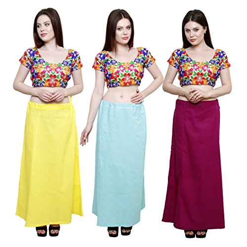 Image of Pistaa combo of 3 Women's Cotton Best Indian Readymade Inskirt Saree petticoats