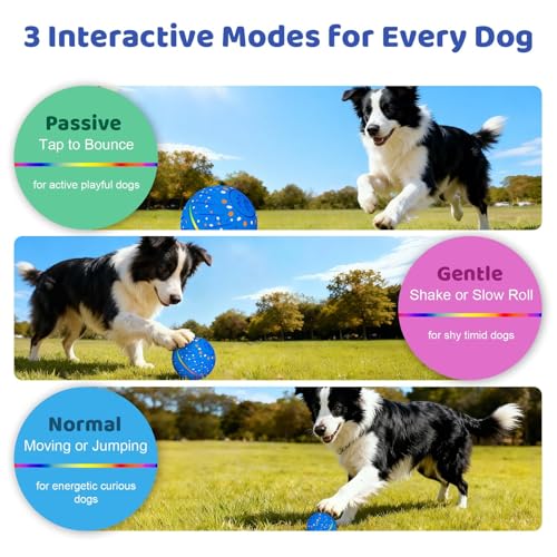 Hundespielzeug Intelligenz, Hundeball Interaktives Hundespielzeug, Intelligentes Wicked Ball Dog Ball mit 3 Spielmodi, RGB LED Lichtern, Interaktiver Spielball für Hunde Kleine, Mittlere, Große