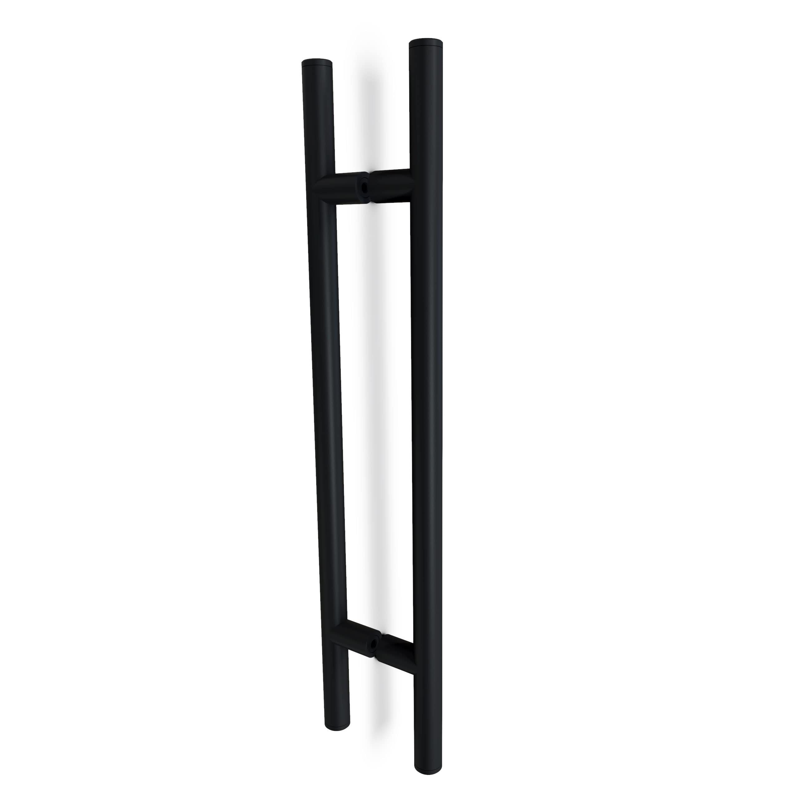 Oppali Powder Coated Black (Ral 9005) Black Stainless Steel 304 Entrance Door Pull Handle | Handle Diameter 25Mm | Round T-Bar | 40Cm Total Length