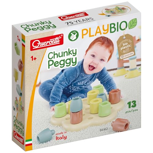 Quercetti Chunky Peggy Play Bio, Jeux de Construction et Mosaique Enfant, Jouet Bebe 1 an à 4 Ans, Jouets d'Activité et de Développement Montessori,...