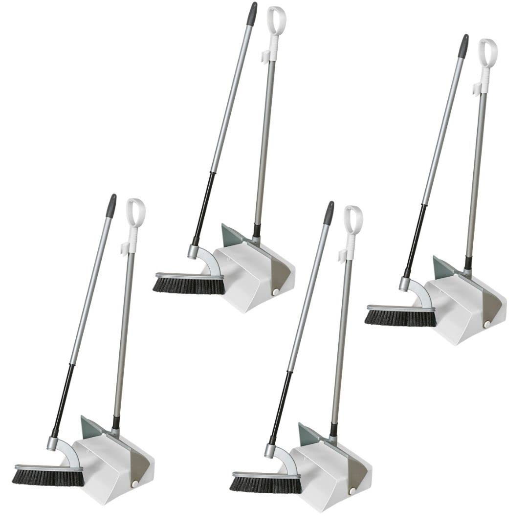 Novaliv 4X Standkehrgarnitur Combi - ergonomisches Design Kehrbesen mit Schaufel Kehrschaufel mit langem Stiel