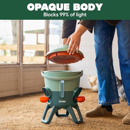Image of Omlet Insulated Chicken Waterer, 1.5 Gallon | Stay-Clean Automatic Water Dispenser for Chickens | BPA-Free | Anti-Roost Domed Lid | Includes 3 Cups & Nipples | Sage Green