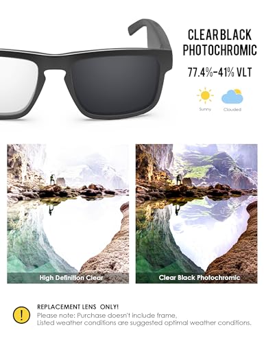 Image of BLAZERBUCK Anti-salt Replacement Lenses for BOSE Tenor BMD0010 - Clear to Black Photochromic With Blue Light Blocking