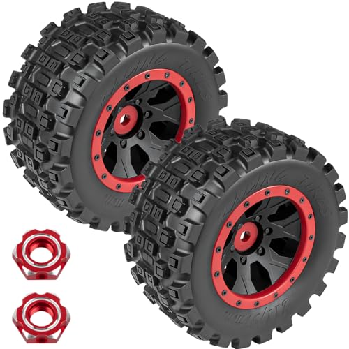 Pneus RC pour 1/5 X-MAXX 8S et KRATON Pro-line Racing Badlands MX43 montés sur roues rouges hexagone