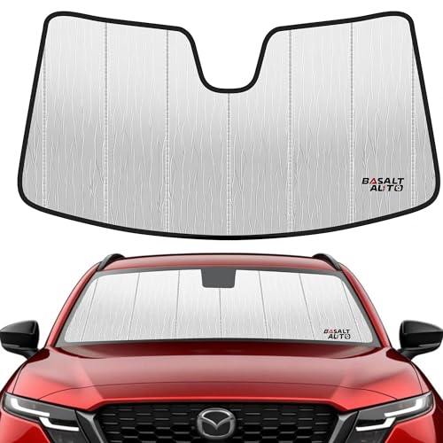 2017-2025 CX-5 Windshield Sun Shade Compatible for 2017-2025 Mazda CX-5 Silver Reflective Foldable Front Sun Visor Sunshade Protector with Storage Bag Keep Interior Cool