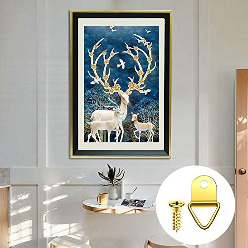 kuou 100 Pcs D Rings Picture Hanging, Small Photo Frame Hooks Hangers, Canvas Hook Wall Bracket Hanger with Screws(Stainless Steel/Golden)