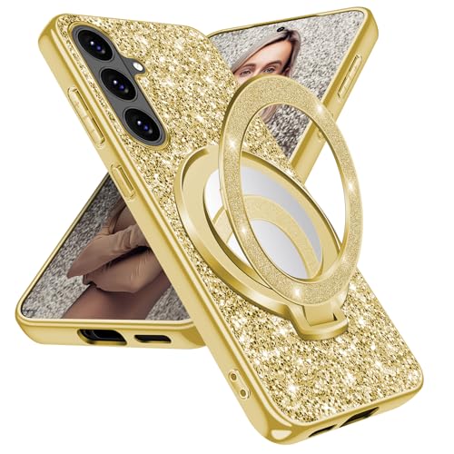 Coque Samsung S26 Plus 5G dorée haut de gamme à paillettes et miroir