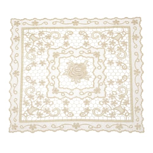 sourcing map Tovaglietta in pizzo retrò 38,1 x 38,1 cm, quadrate, ricamate, centrini all'uncinetto, sottobicchieri, sottobicchieri, per casa, matrimonio, marrone