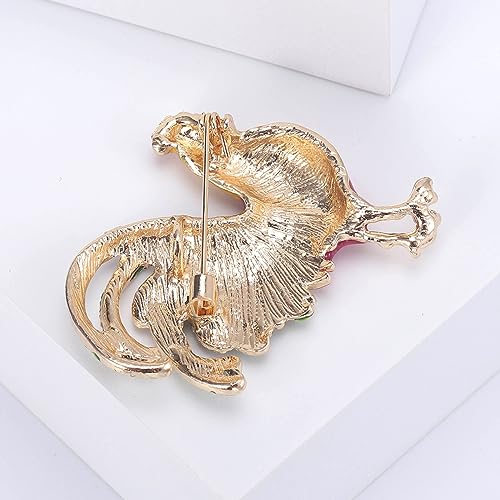 Image of Cute Rooster Lapel Brooch Pin for Women Girls Golden Plated Cock Chicken Hen Farm Animal Enamel Pins Clip Sweater Coat Backpack Brooches Pins Fashion Jewelry Gifts Clothes Accessories