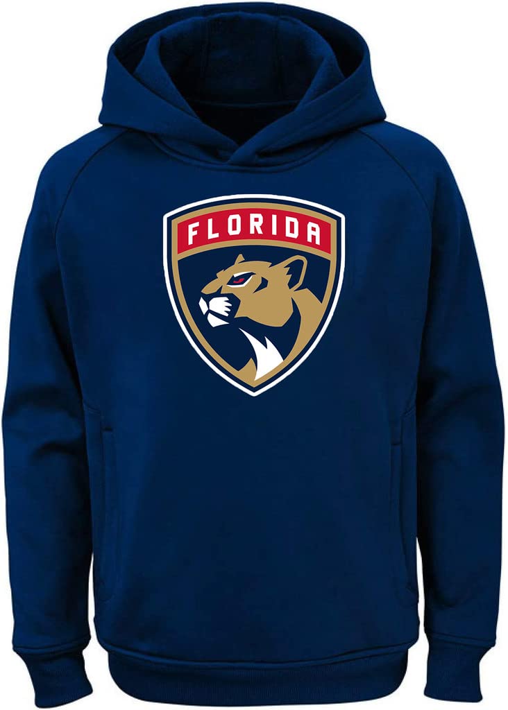 Outerstuff NHL Youth 8-20 Team Color Performance Primary Logo Pullover Sweatshirt Hoodie, Florida Panthers Navy, 14-16 — image 1