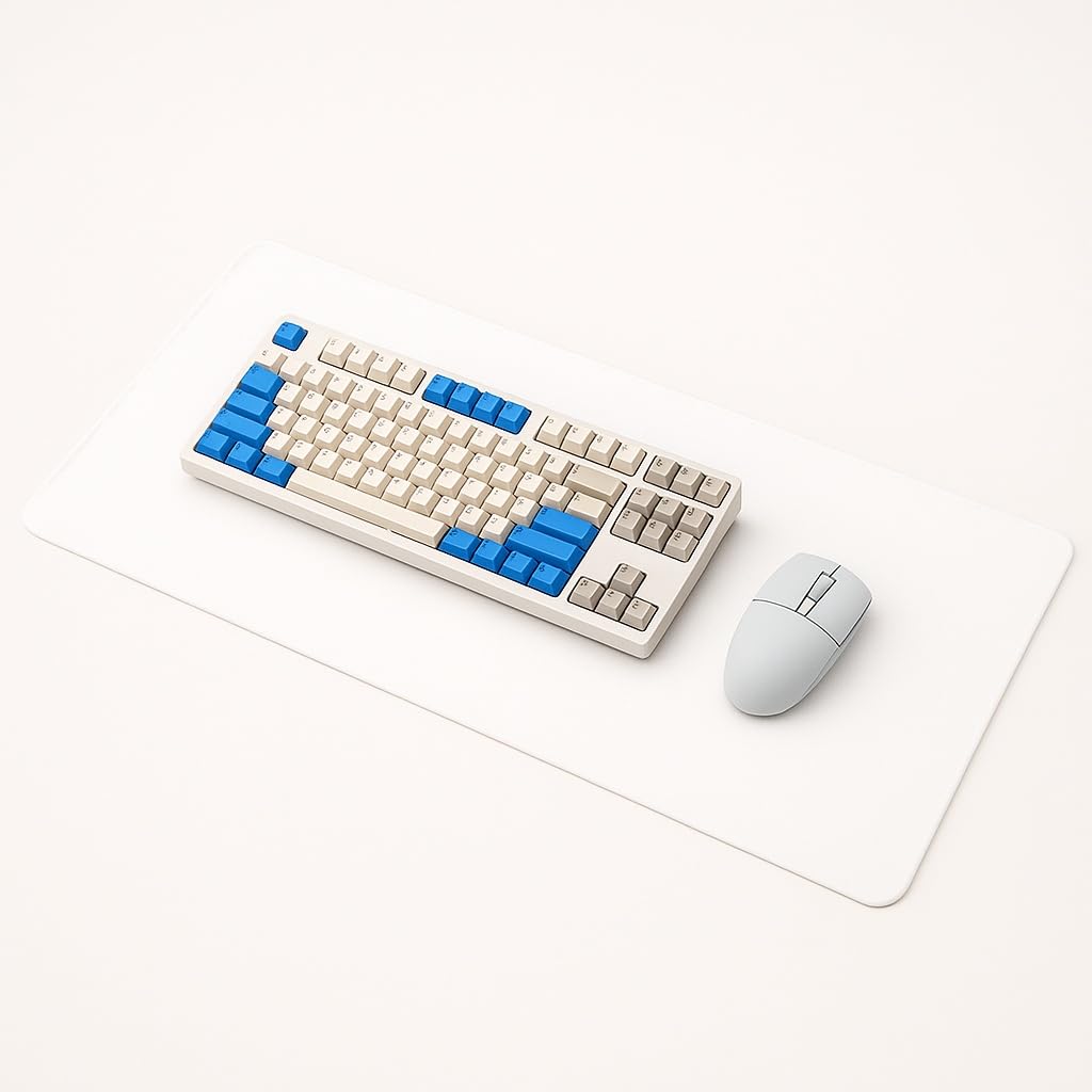 Large Gaming Desk Pad - 90x40 cm Non-Slip PU Leather Desk Mat, Waterproof Protector for Gamers and Office Use, Perfect Desktop Decor (White) White 90*40CM