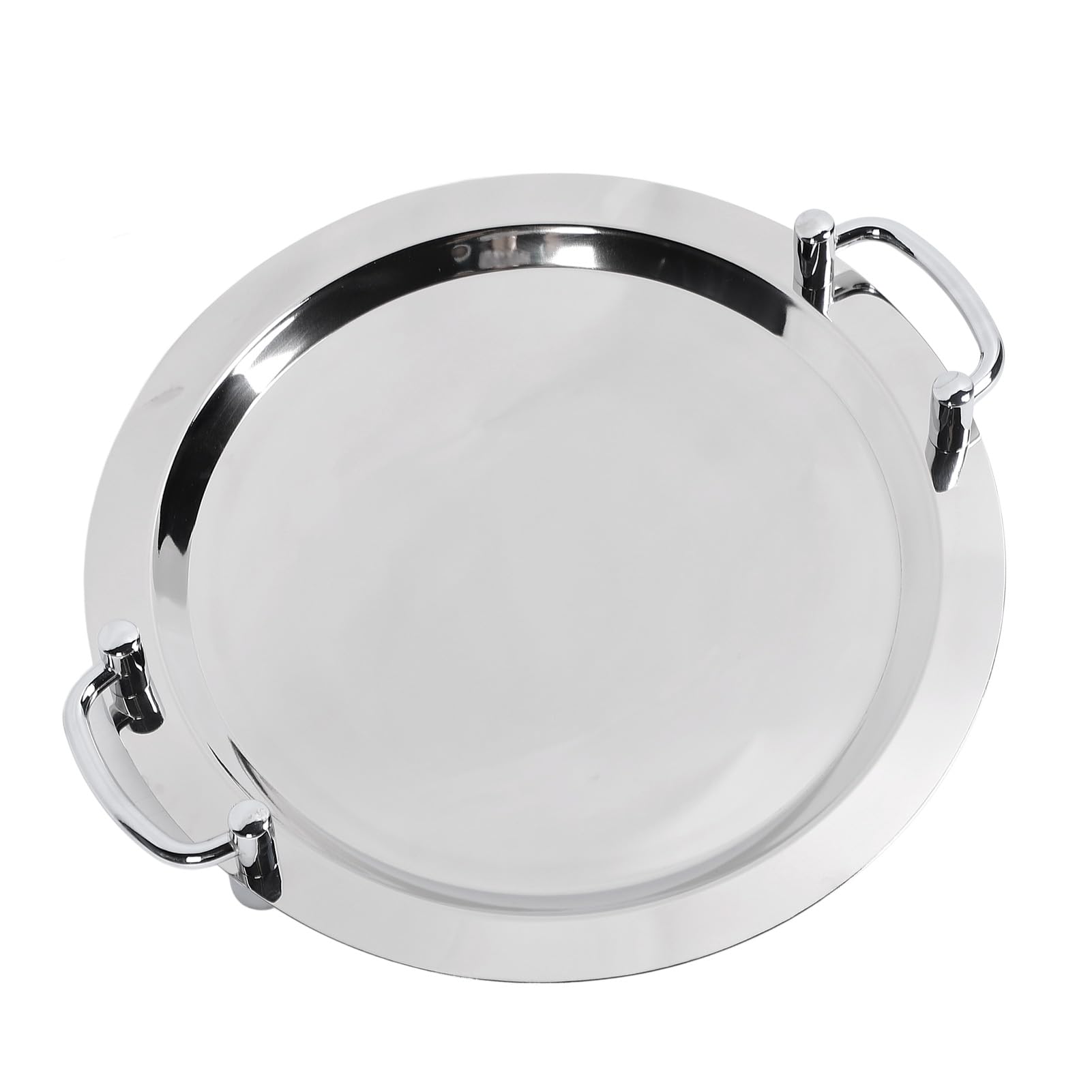 Plato de Servir de Acero Inoxidable con Acabado Espejo y para Recepciones de Bodas y Eventos, Acero Inoxidable 304, 1 Pieza (Redondo (diámetro 15,7 pulgadas))