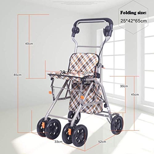TNIU Walker, vierrädriger Rollator, Einkaufstrolley Walker aus Aluminium, Faltbarer, Leichter Gehhilfesitz mit… – Bild 3