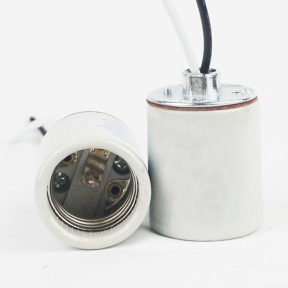 5-Pack White Porcelain Light Socket E26 Base - Keyless Ceramic Lamp Fitting, 660W/125V-250V, Heat-Resistant to 300°C, Compatible with Steampunk, Retro & Pendant Lamps