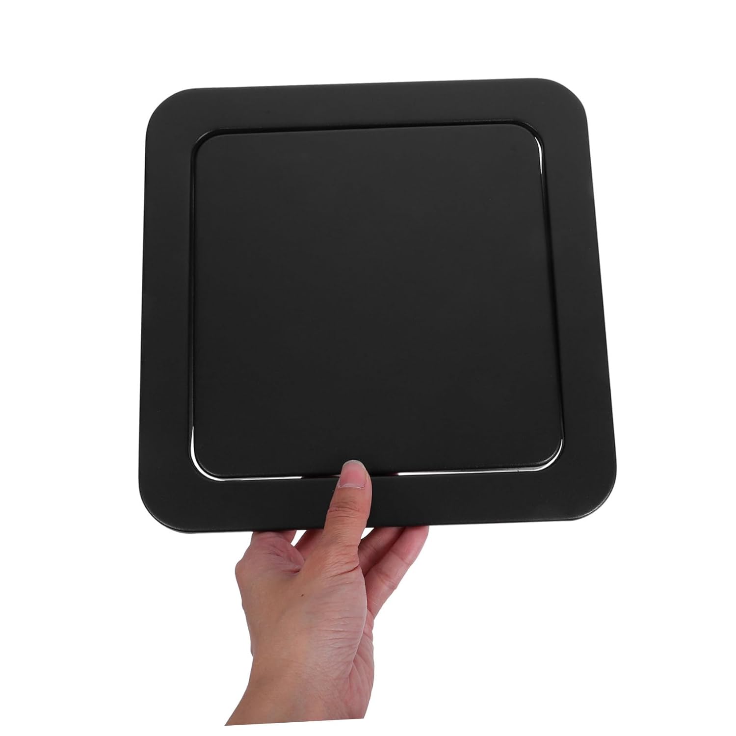 PRETYZOOM Stainless Steel Countertop Trash Can Lid Recessed Flap Cover for Kitchen Bathroom Waste Bin Concealed Design for Efficient