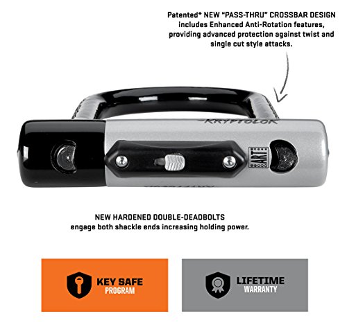 Kryptonite Kryptolok Mini-7 12.7Mm U-Lock Bicycle Lock With Flexframe-U Bracket & Kryptoflex 410 10Mm Looped Bike Security Cable , Black & Steel #TOP1