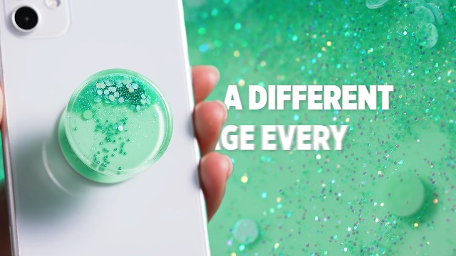 PopSockets Luxe Tidepool Verde Menta Glitter &ndash; PopGrip Con Glitter Liquido, Universale, Modello 101689